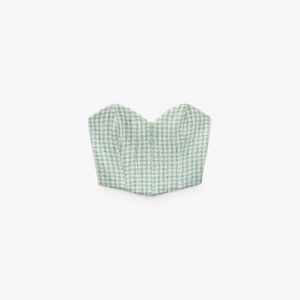 Zara Checkered Corset Crop Top